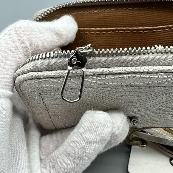 HOBO Nila Small Leather Zip Around Wallet Card Case Silver Zebra NV-22658SILV - Picture 10 of 16